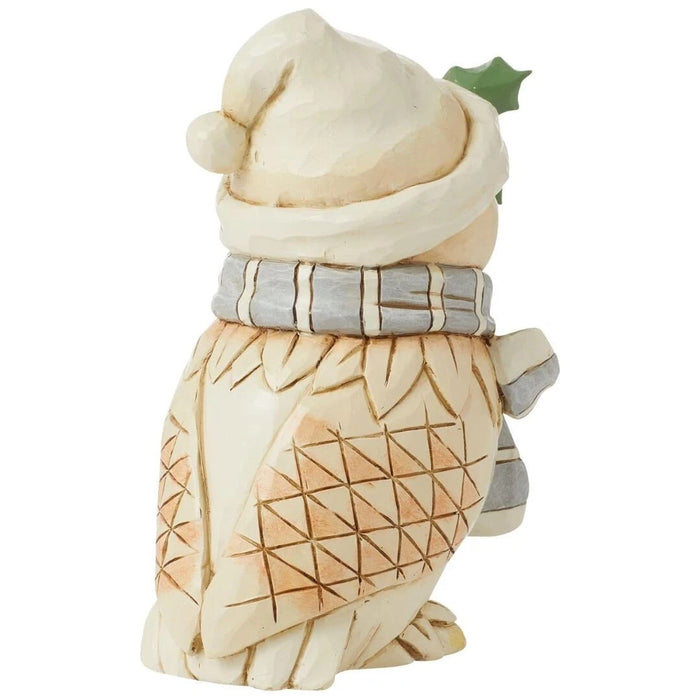 Jim Shore Heartwood Creek White Woodland Owl Wearing a Hat & Scarf Mini Figurine