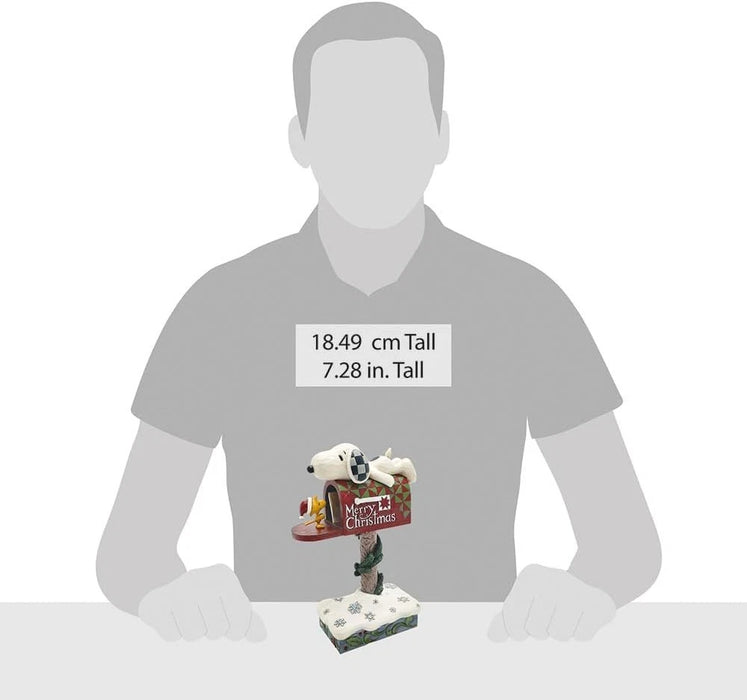 Jim Shore Snoopy and Woodstock on Merry Christmas Mailbox Figurine