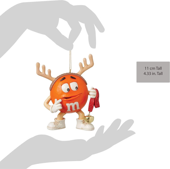 Enesco M&M's by Jim Shore Orange Character Dressed as Reindeer Hanging Ornament
