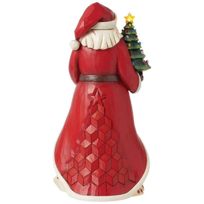 Enesco Jim Shore Heartwood Creek Santa Holding a Vintage Tree Lit Figurine NEW