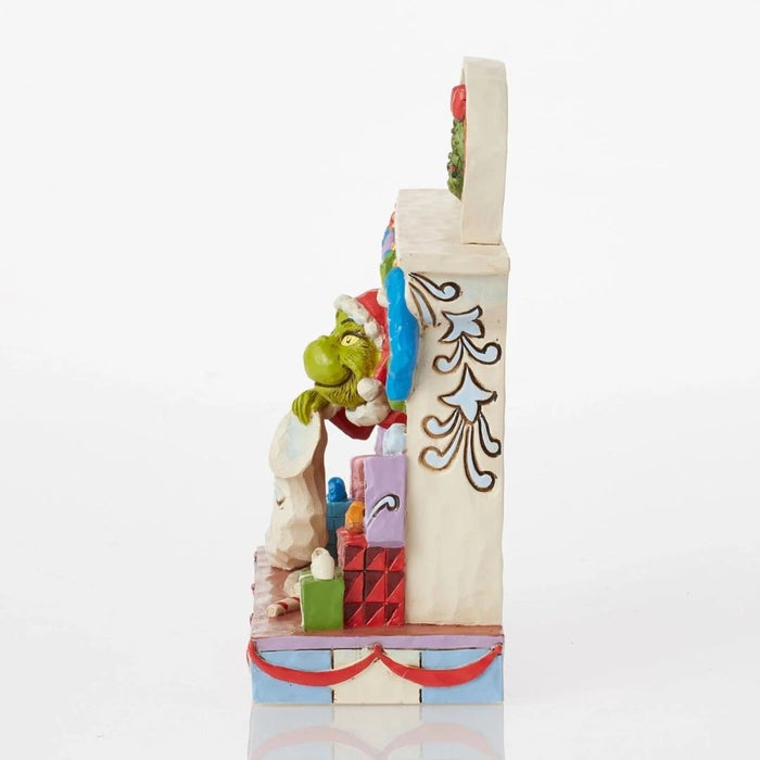 Dr. Seuss Grinch by Jim Shore Santa Grinch Peeking Out of the Fireplace Figurine
