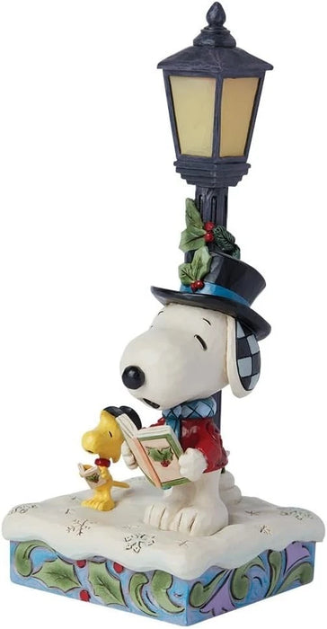 Enesco Peanuts Jim Shore Snoopy and Woodstock Caroling by Lamp Post Lit Figurine
