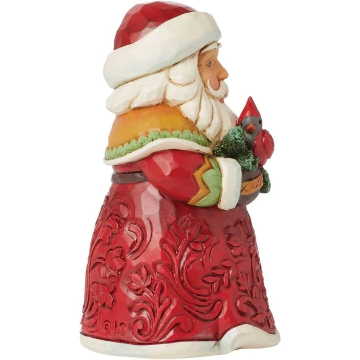 Enesco Jim Shore Heartwood Creek Santa Holding a Cardinal Miniature Figurine