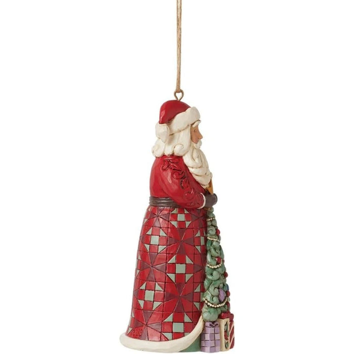 Jim Shore Heartwood Creek Santa Standing with Christmas Tree Hanging Ornament