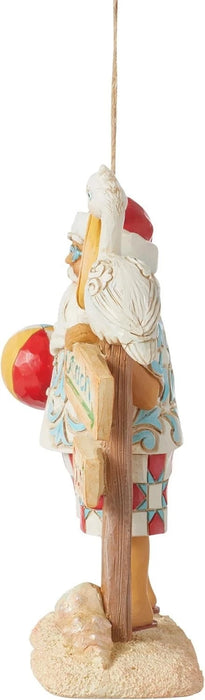 Jim Shore Heartwood Creek Coastal Santa with Beach Signs and Pelican Ornament