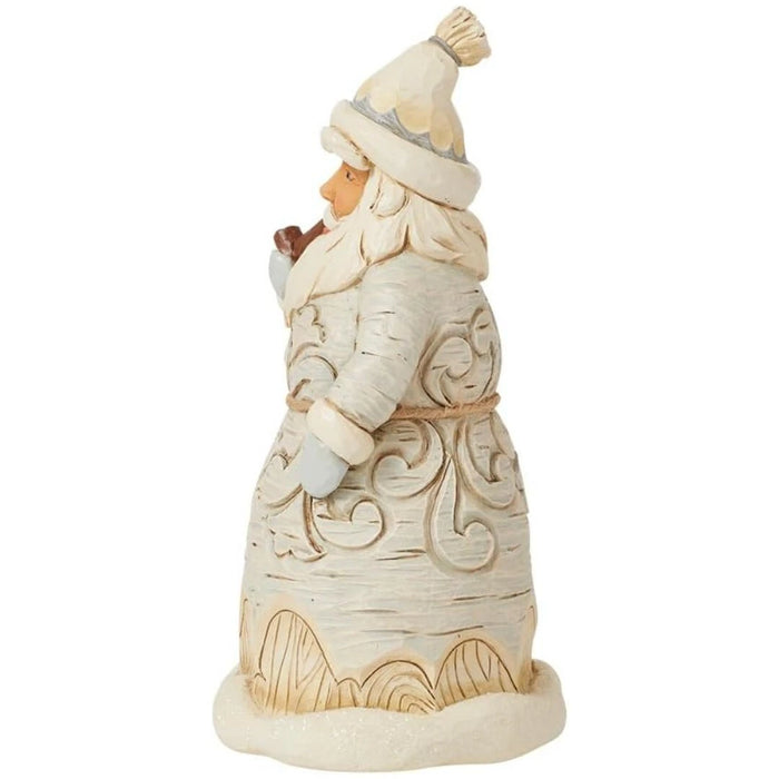 Jim Shore Heartwood Creek White Woodland Santa Claus Holding Pipe Figurine NEW