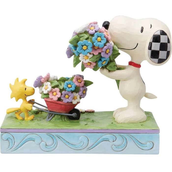 Enesco Peanuts by Jim Shore Snoopy and Woodstock with Flowers Figurine, NIB NEW