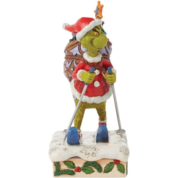 Dr. Seuss Grinch by Jim Shore Santa Grinch Skiing with Toy Bag Figurine, NIB NEW