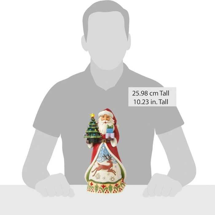 Enesco Jim Shore Heartwood Creek Santa Holding a Vintage Tree Lit Figurine NEW