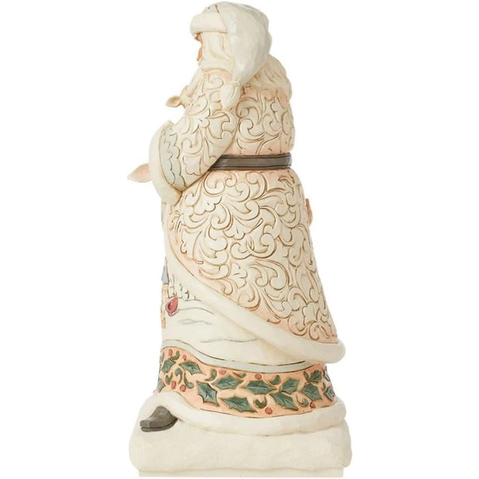 Enesco Jim Shore Heartwood Creek White Woodland Santa Holding a Fawn Figurine
