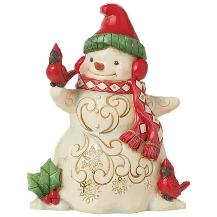 Enesco Jim Shore Heartwood Creek Snowman with Earmuffs and Cardinals Figurine