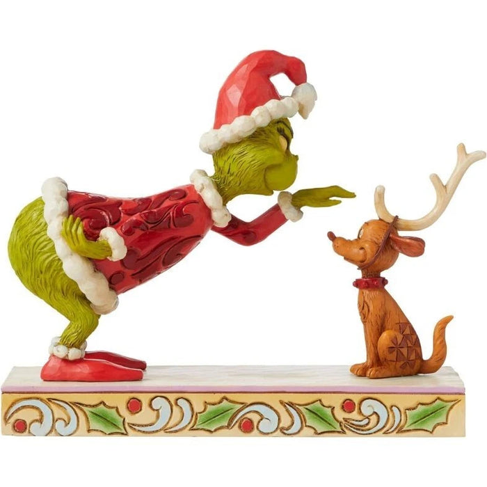 Dr. Seuss Grinch by Jim Shore Santa Grinch Petting Reindeer Max Figurine, NIB