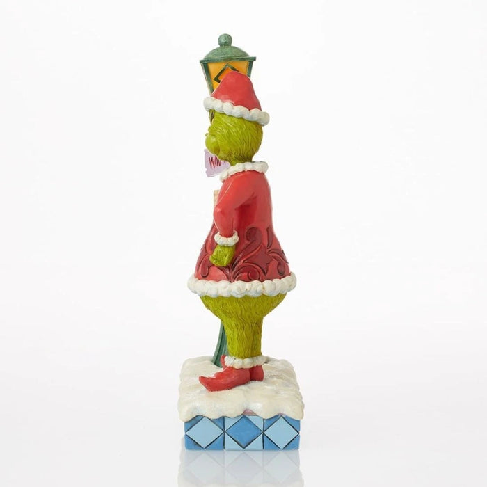 Enesco Dr. Seuss Jim Shore Grinch Santa Standing by Street Lamp Lit Figurine NEW