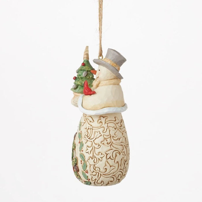 Enesco Jim Shore Heartwood Creek White Woodland Snowman Hanging Ornament, NEW