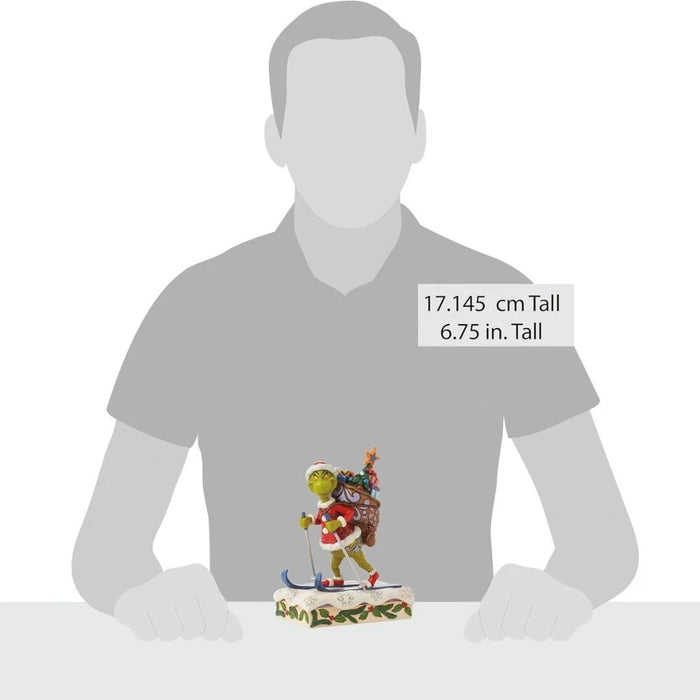 Dr. Seuss Grinch by Jim Shore Santa Grinch Skiing with Toy Bag Figurine, NIB NEW