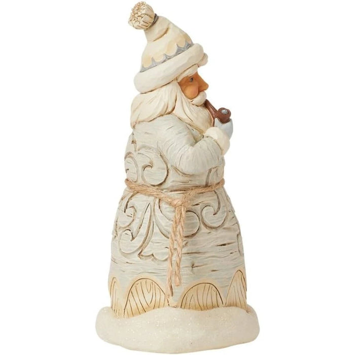 Jim Shore Heartwood Creek White Woodland Santa Claus Holding Pipe Figurine NEW
