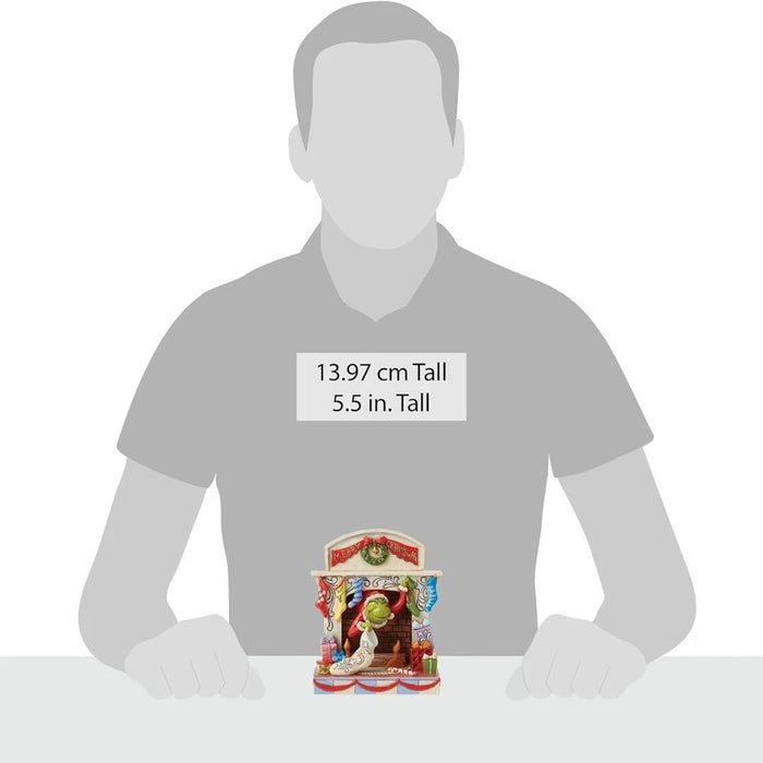 Dr. Seuss Grinch by Jim Shore Santa Grinch Peeking Out of the Fireplace Figurine