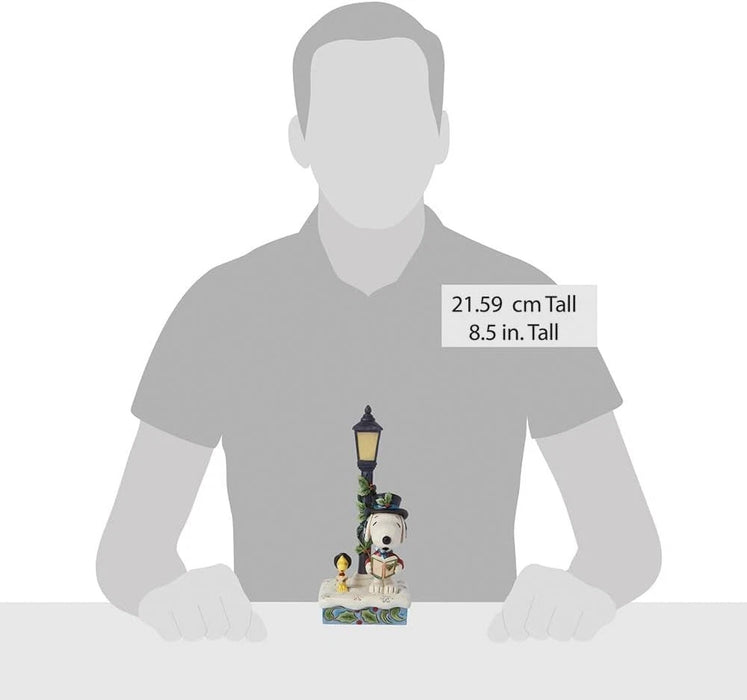 Enesco Peanuts Jim Shore Snoopy and Woodstock Caroling by Lamp Post Lit Figurine