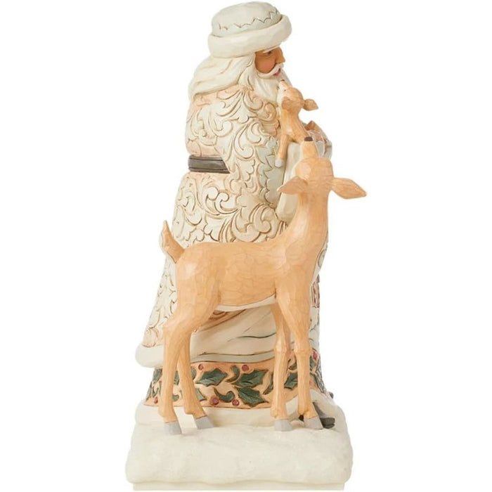 Enesco Jim Shore Heartwood Creek White Woodland Santa Holding a Fawn Figurine