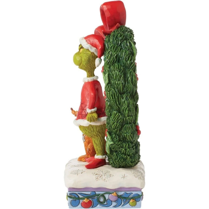 Dr. Seuss Grinch by Jim Shore Grinch and Max Standing by Wreath Lit Figurine NIB