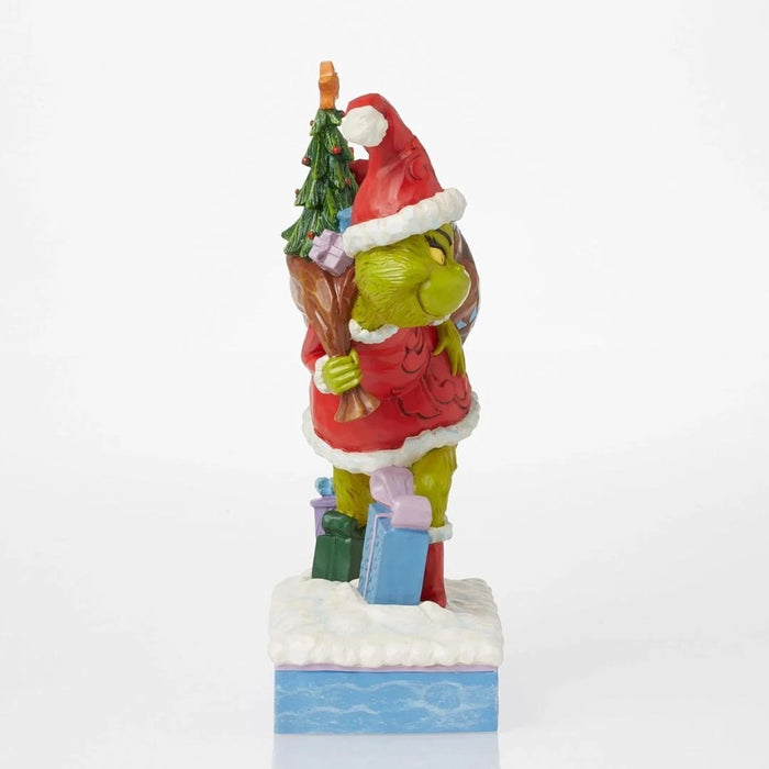 Enesco Dr. Seuss Grinch by Jim Shore Santa Grinch Figurine Tip Toeing with Gifts