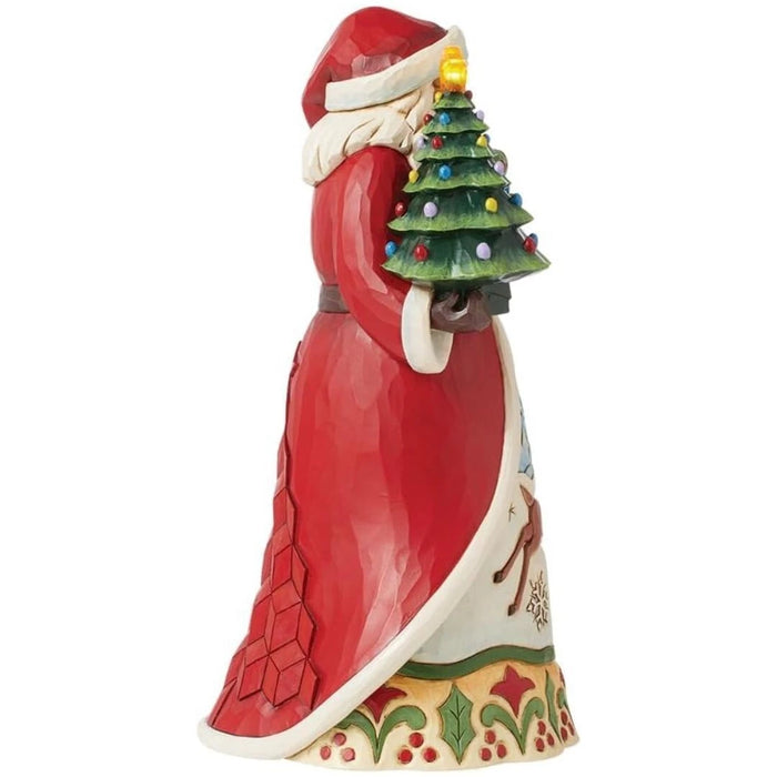 Enesco Jim Shore Heartwood Creek Santa Holding a Vintage Tree Lit Figurine NEW