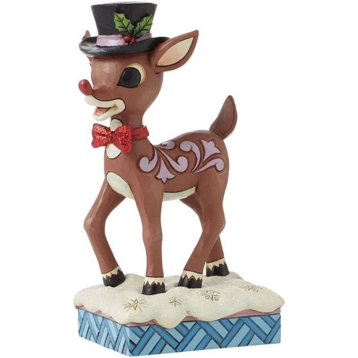 Rudolph Traditions by Jim Shore Reindeer Wearing Top Hat and Bowtie Figurine NIB
