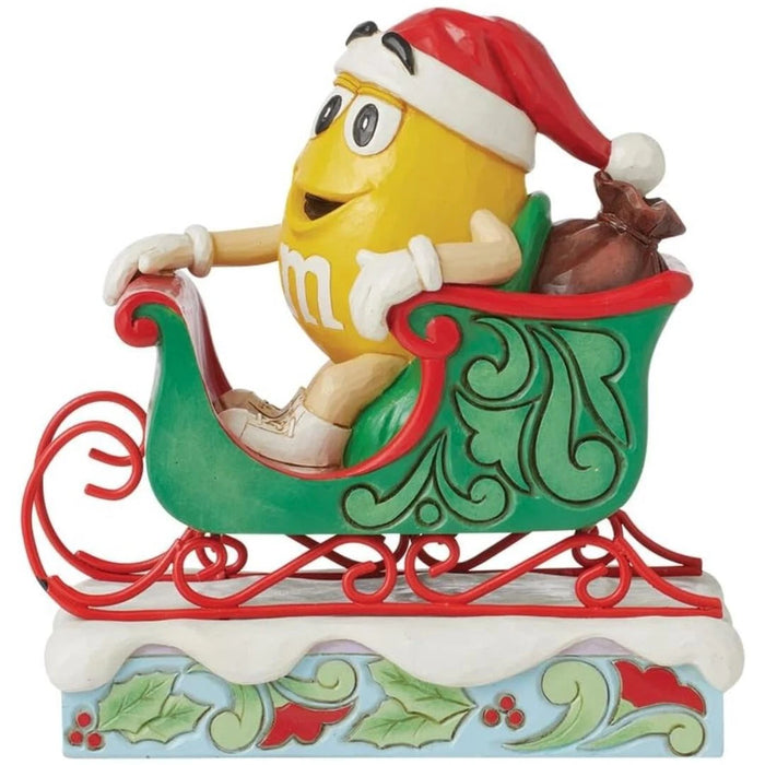 Enesco M&M's by Jim Shore M&M Yellow Character Riding in Sleigh Figurine NEW NIB