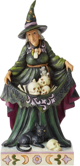 Jim Shore Heartwood Creek Halloween Scary Witch with Skulls in Skirt Figurine