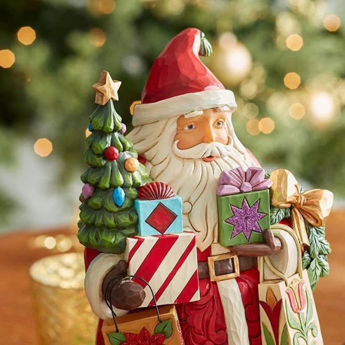 Enesco Jim Shore Heartwood Creek Santa Holding Gifts Bags Figurine, NEW NIB
