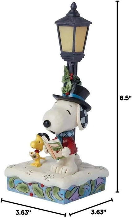 Enesco Peanuts Jim Shore Snoopy and Woodstock Caroling by Lamp Post Lit Figurine