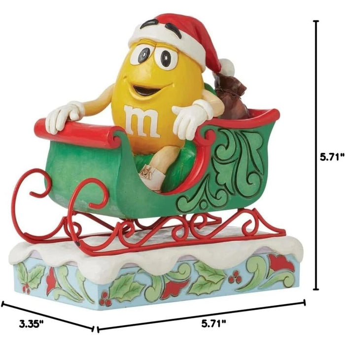 Enesco M&M's by Jim Shore M&M Yellow Character Riding in Sleigh Figurine NEW NIB