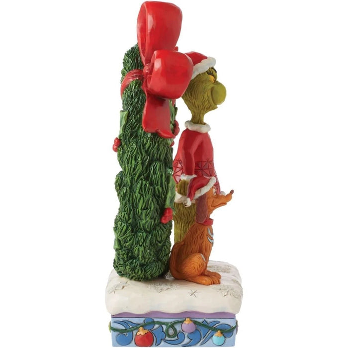 Dr. Seuss Grinch by Jim Shore Grinch and Max Standing by Wreath Lit Figurine NIB