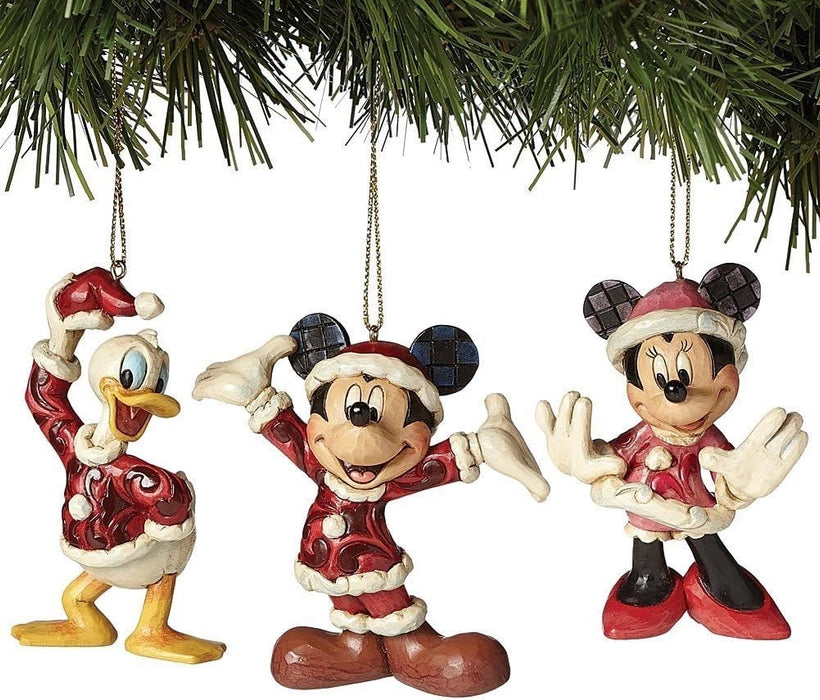 Enesco Jim Shore Set of three (3) Mickey, Minnie and Donald ornaments NWT