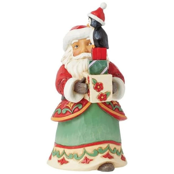 Jim Shore Heartwood Creek Santa with Presents and a Penguin Pint-Sized Figurine