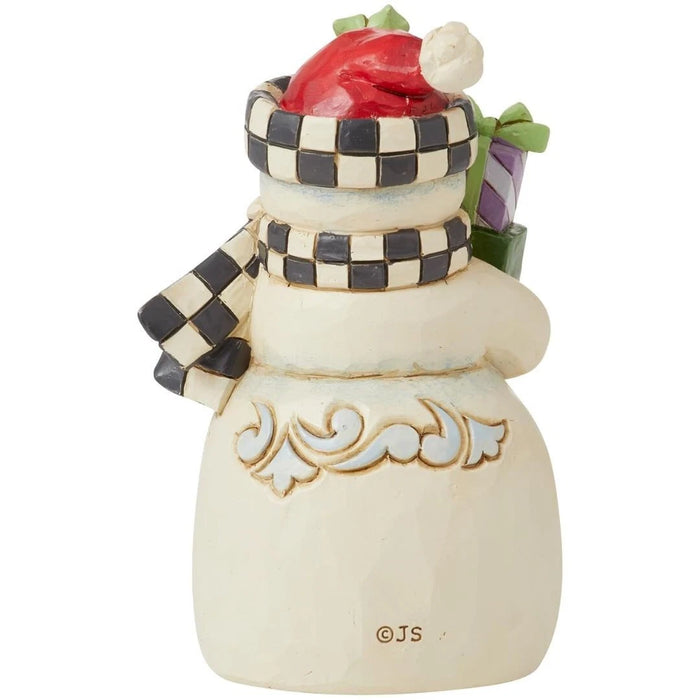 Jim Shore Heartwood Creek Four Seasons Mini Snowman with Checkered Hat Figurine