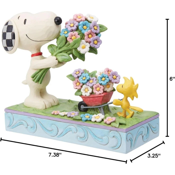 Enesco Peanuts by Jim Shore Snoopy and Woodstock with Flowers Figurine, NIB NEW