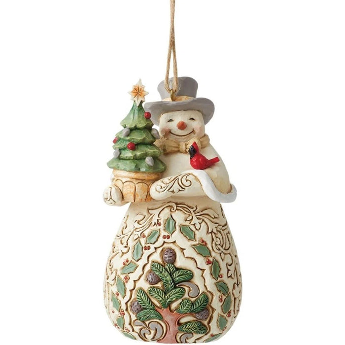 Enesco Jim Shore Heartwood Creek White Woodland Snowman Hanging Ornament, NEW
