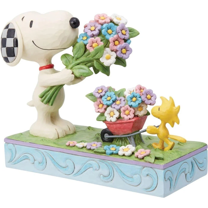 Enesco Peanuts by Jim Shore Snoopy and Woodstock with Flowers Figurine, NIB NEW