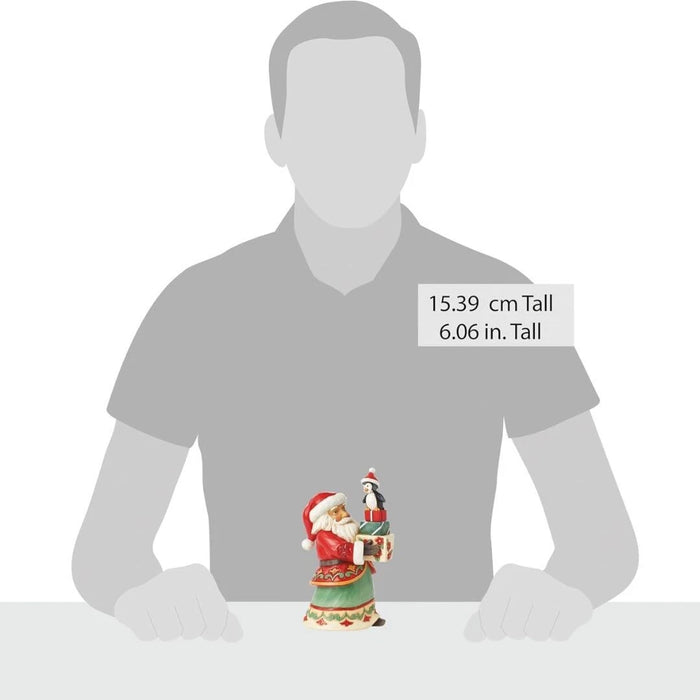 Jim Shore Heartwood Creek Santa with Presents and a Penguin Pint-Sized Figurine