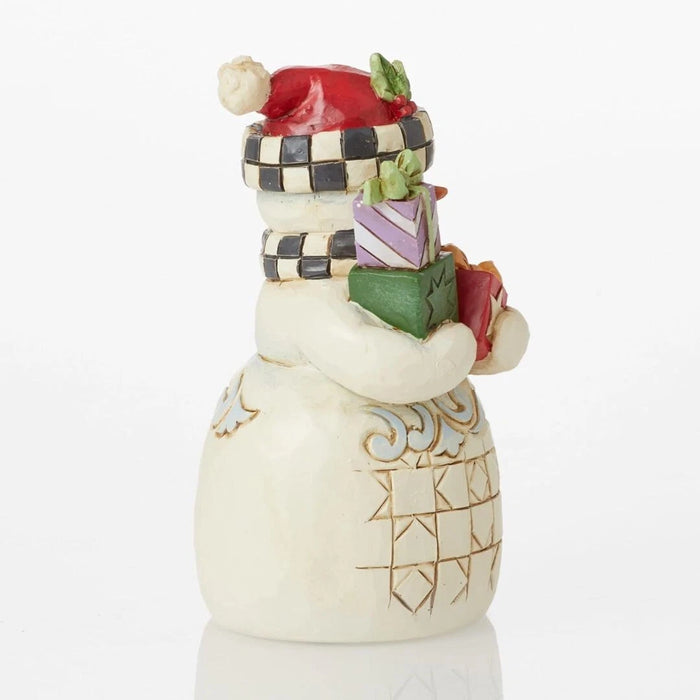 Jim Shore Heartwood Creek Four Seasons Mini Snowman with Checkered Hat Figurine