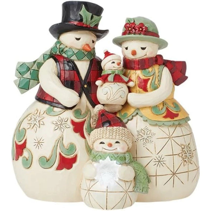 Enesco Jim Shore Heartwood Creek Highland Glen Snowmen Family Lit Figurine, NEW