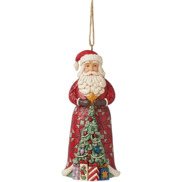 Jim Shore Heartwood Creek Santa Standing with Christmas Tree Hanging Ornament