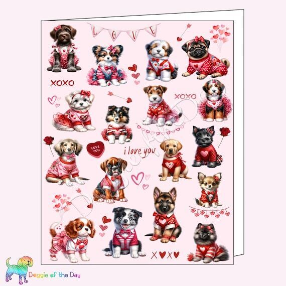 Valentine's Day Gift Funny Dog  5x7 Greeting Card and Note Card with Envelopes