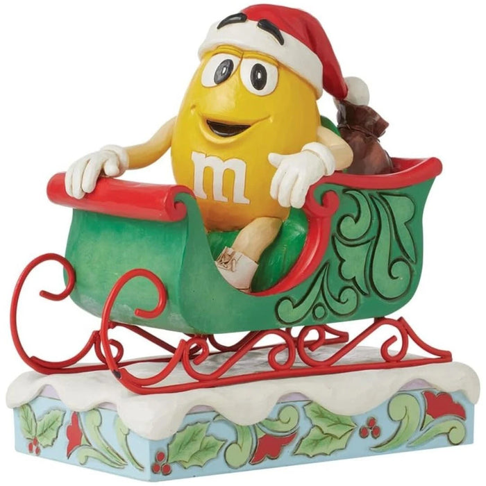 Enesco M&M's by Jim Shore M&M Yellow Character Riding in Sleigh Figurine NEW NIB