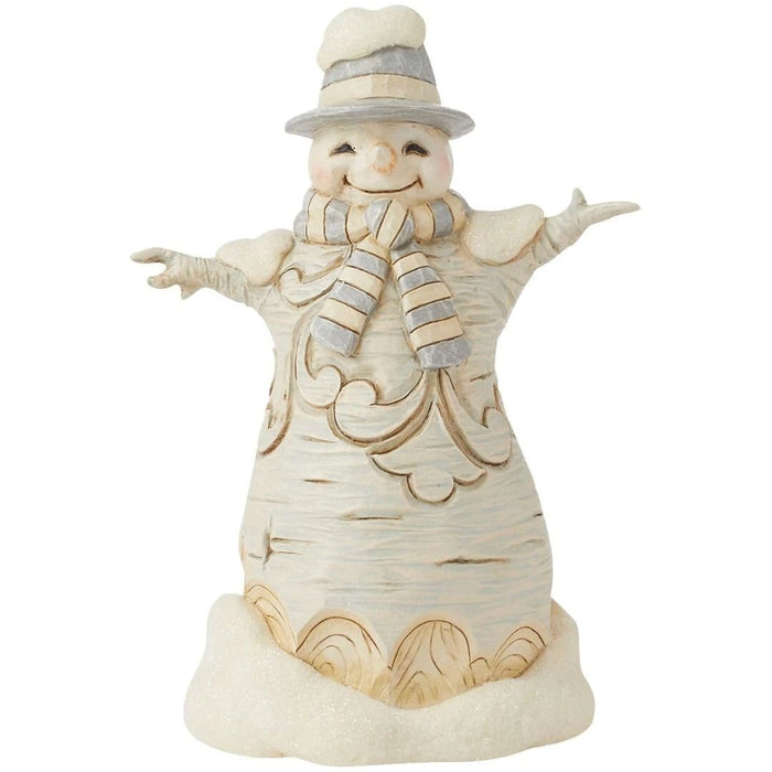 Enesco Jim Shore Heartwood Creek White Woodland Snowman in Top Hat Figurine NEW