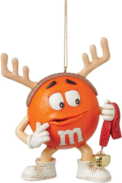 Enesco M&M's by Jim Shore Orange Character Dressed as Reindeer Hanging Ornament