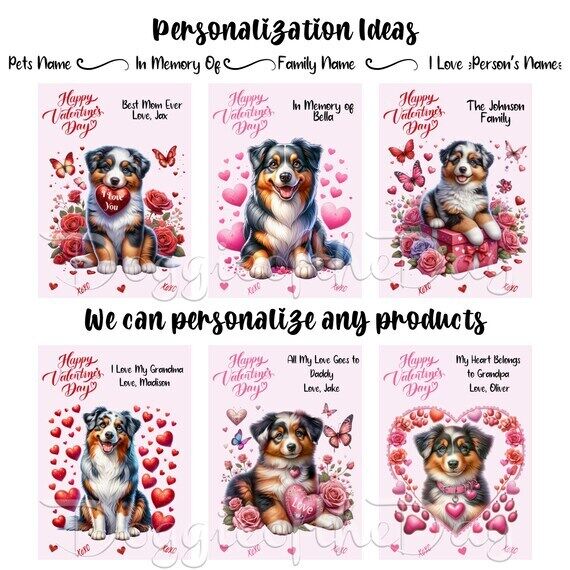 Australian Shepherd Valentine's Day Greeting Card and Note Card with Envelopes -Set of 10 Greeting Cards