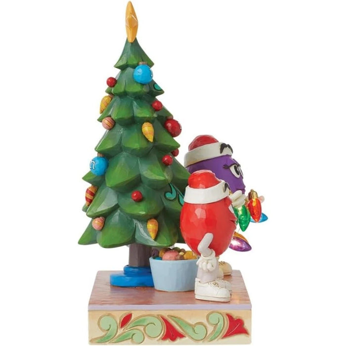 M&M's by Jim Shore Red and Purple Characters Decorating The Tree Lit Figurine