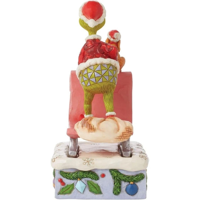 Dr. Seuss Grinch by Jim Shore Santa Grinch with Max Riding on Sleigh Figurine